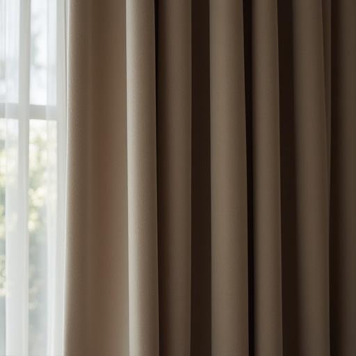Close-up of elegant pinch-pleat curtains.